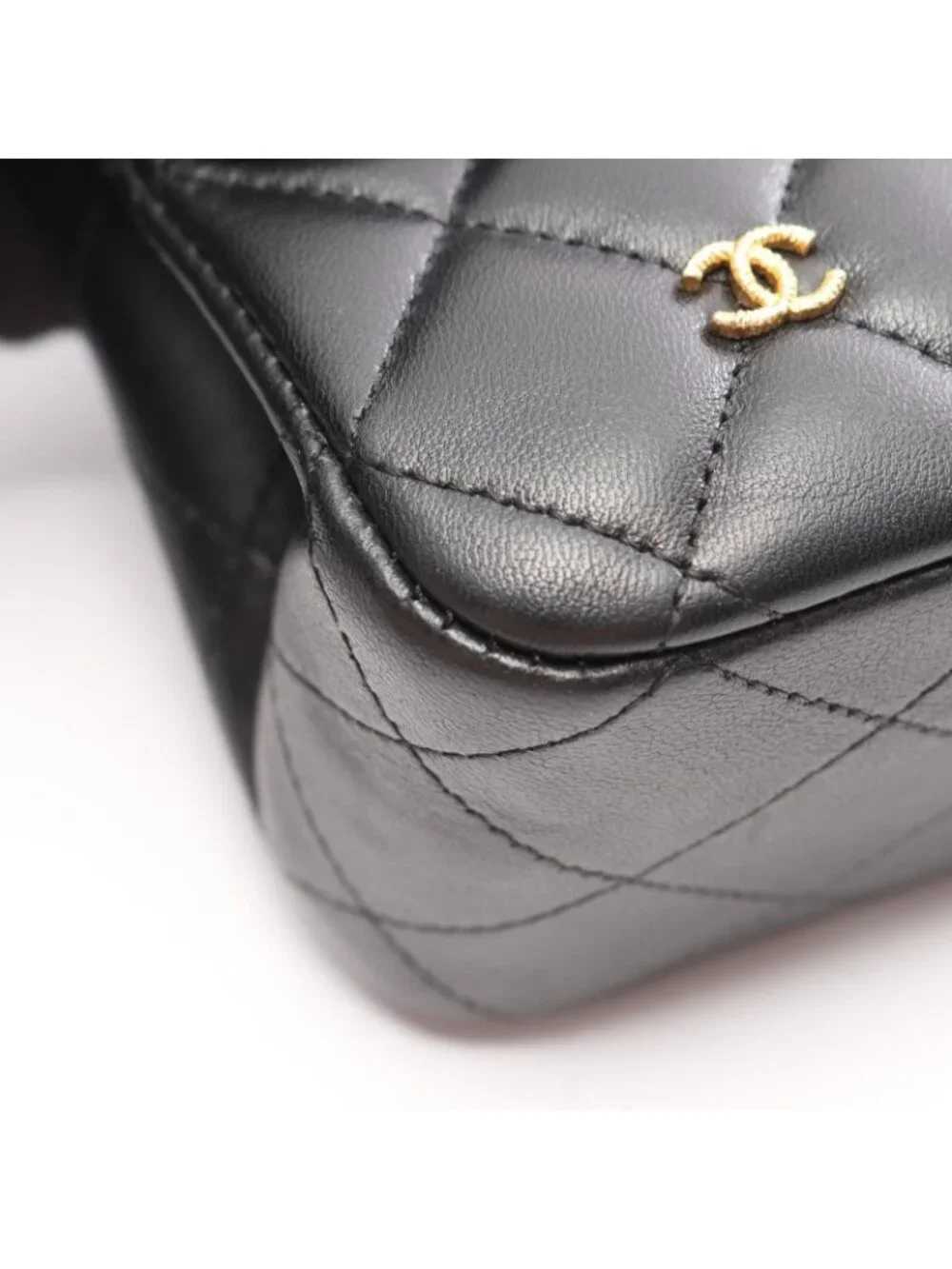 Chanel Shoulder Bag Quilted Egyptian Charm Double Flap Black Lambskin Chain